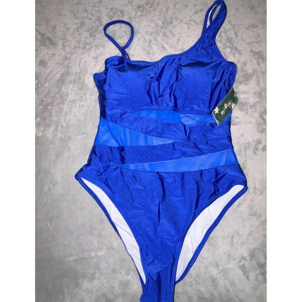 Blooming Jelly Sexy One Piece Swimsuit Womens Large Blue Padded Adjustable Strap
